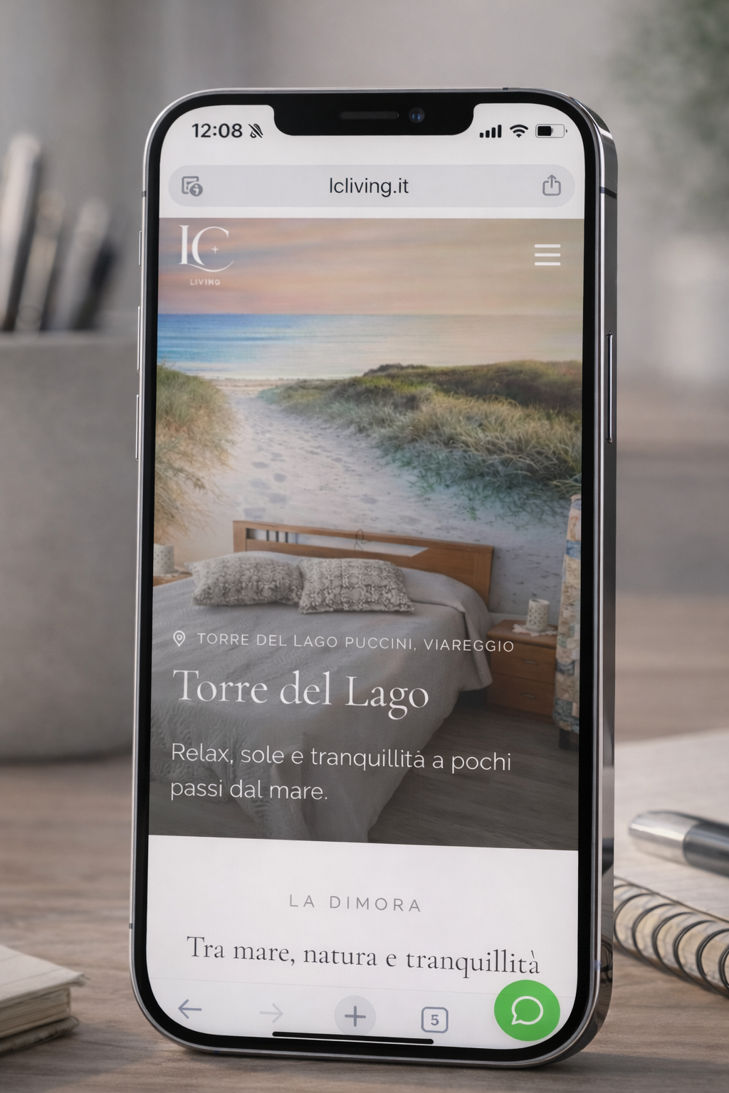 Sito LC Living su iPhone — pagina Torre del Lago